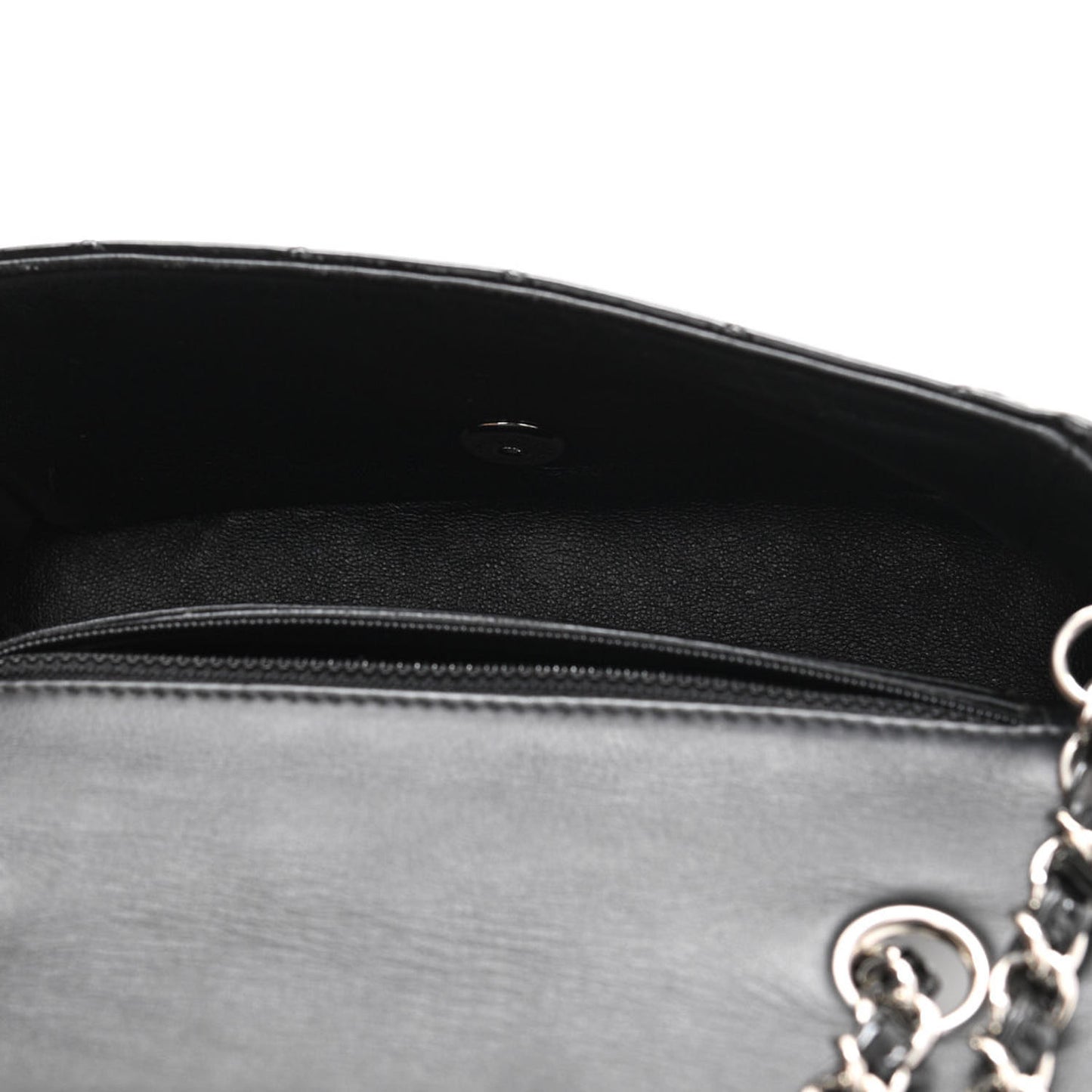 Patent Calfskin Quilted Mini Rectangular Flap Black