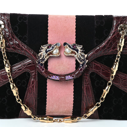 Gucci Velvet Monogram Crocodile Tom Ford Jeweled Dragon Shoulder Bag Purple Pink 7 of 9