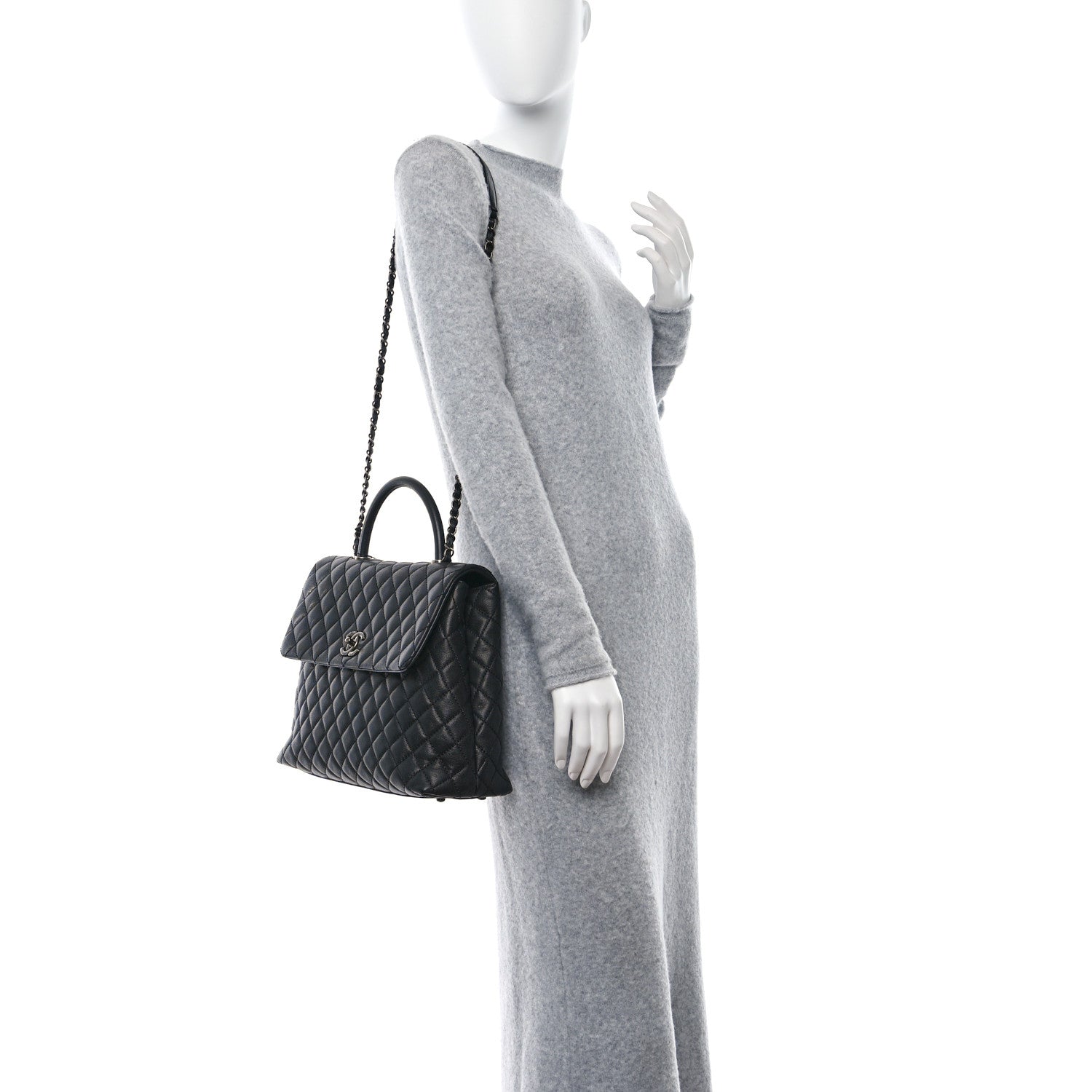 Chanel Caviar Quilted Large Coco Handle Flap Black 2 of 10