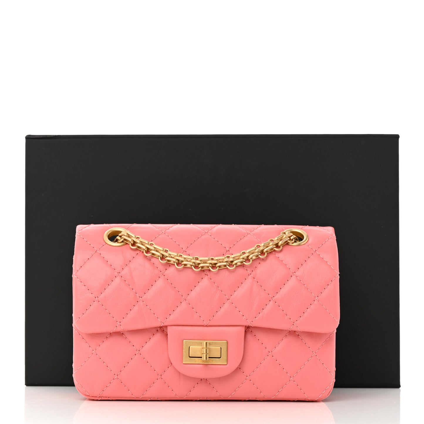Aged Calfskin Quilted 2.55 Reissue Mini Flap Coral