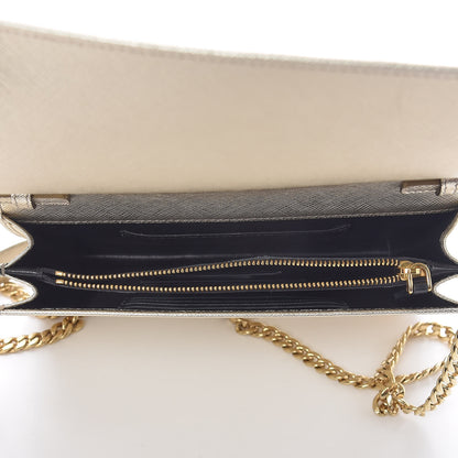 Prada Metallic Saffiano Lux Chain Wallet Pirite 7 of 10