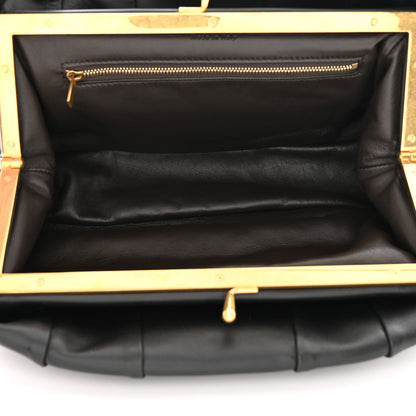 Celine Calfskin Pleated French Lock Clutch Black 5 of 7