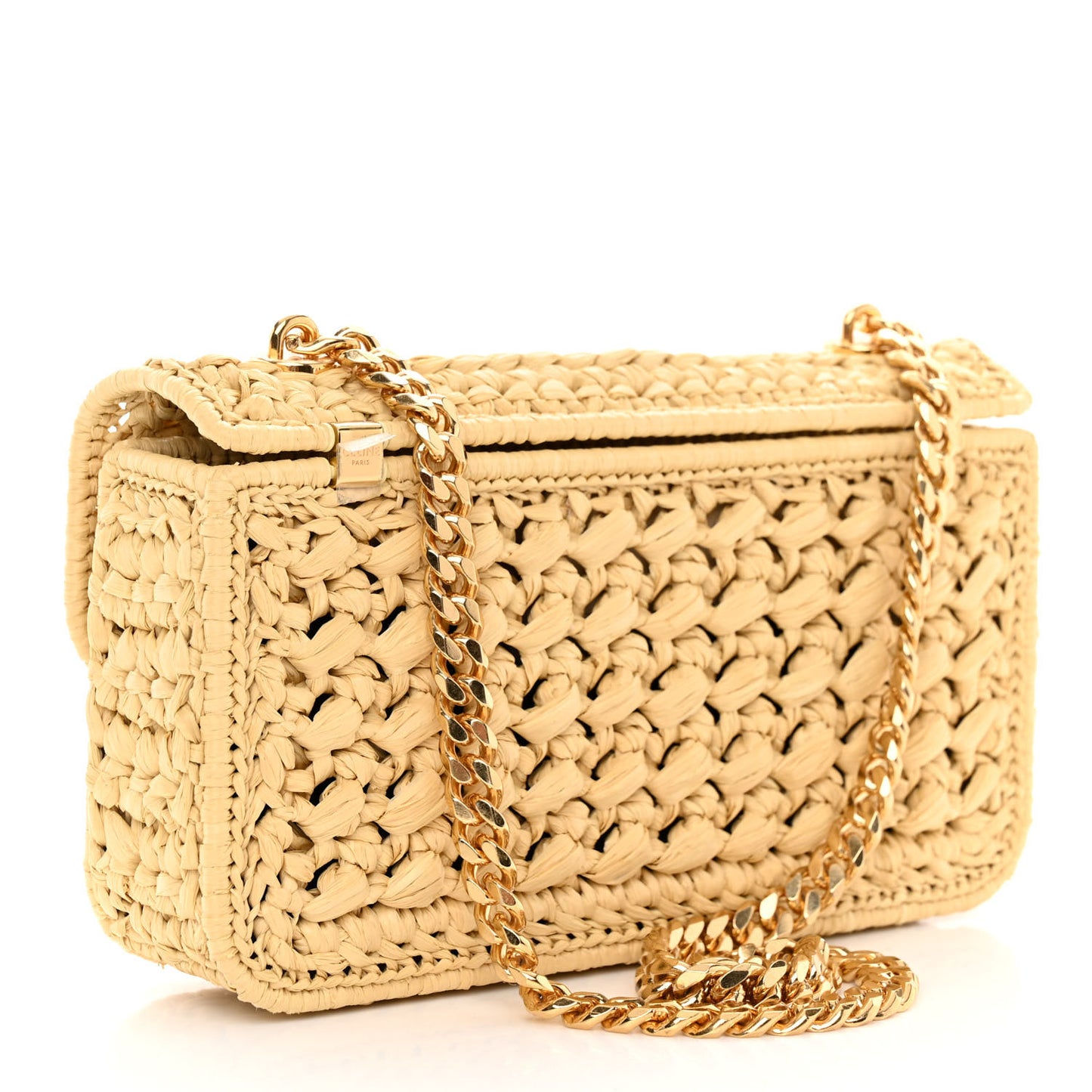 Raffia Triomphe Chain Shoulder Bag Natural