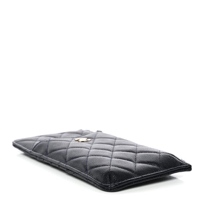 Chanel Caviar Quilted Classic Flat Wallet Pouch Navy 4 of 10
