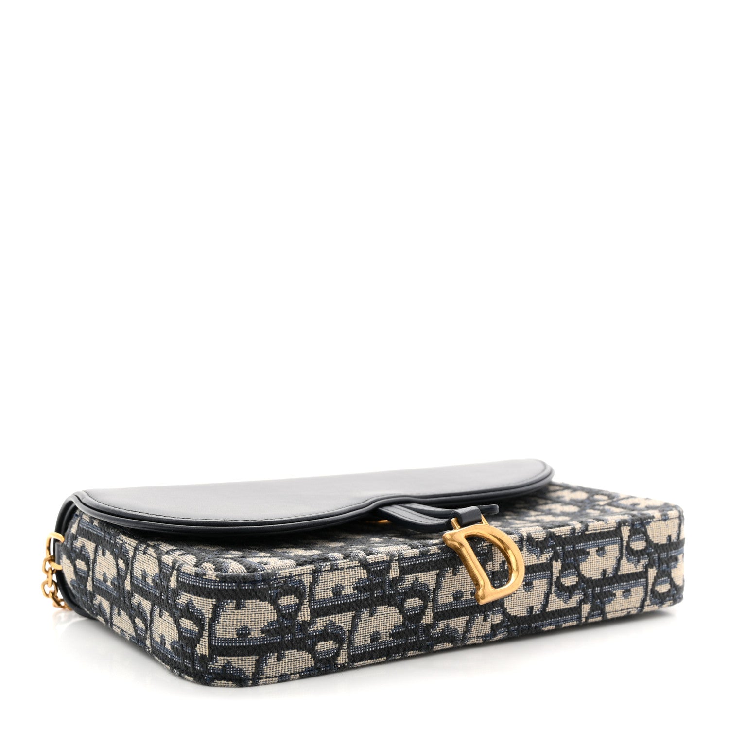 Christian Dior Oblique Smooth Calfskin Medium Saddle Pouch With Chain Blue 4 of 10