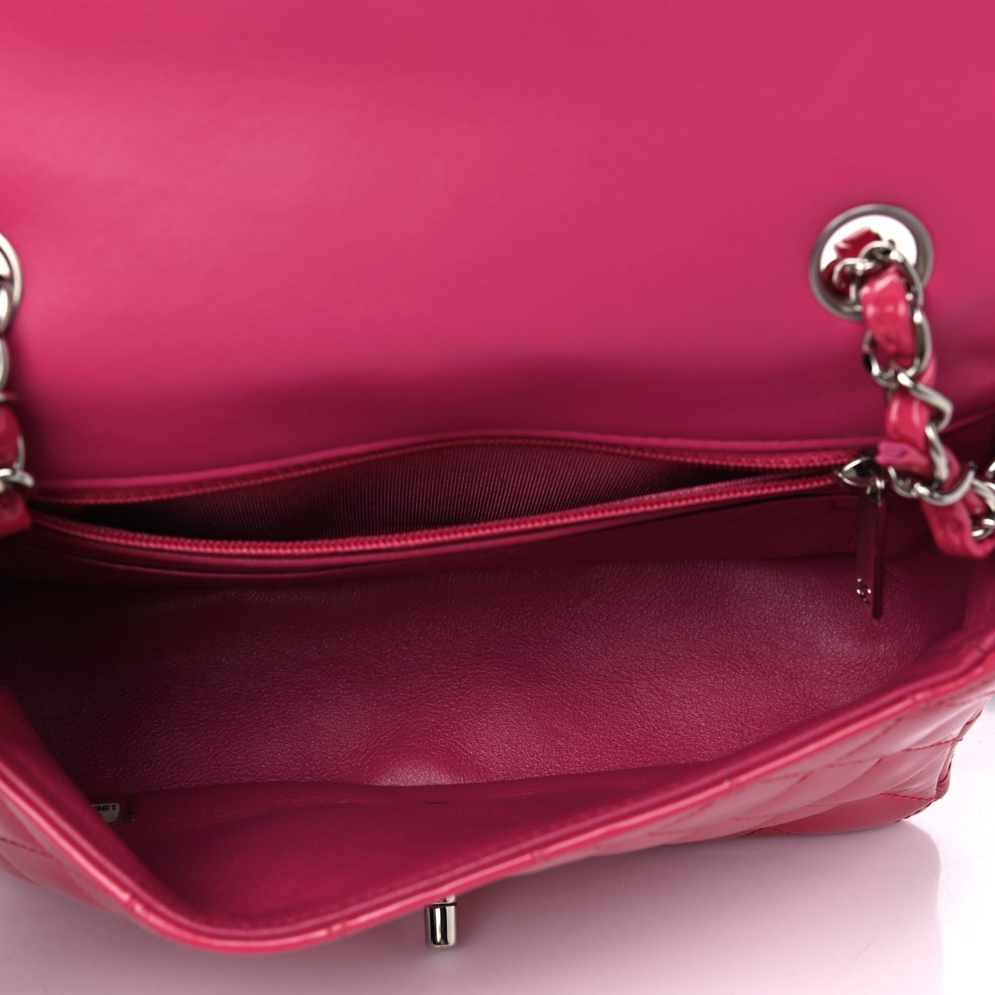 Patent Calfskin Quilted Mini Rectangular Flap Pink