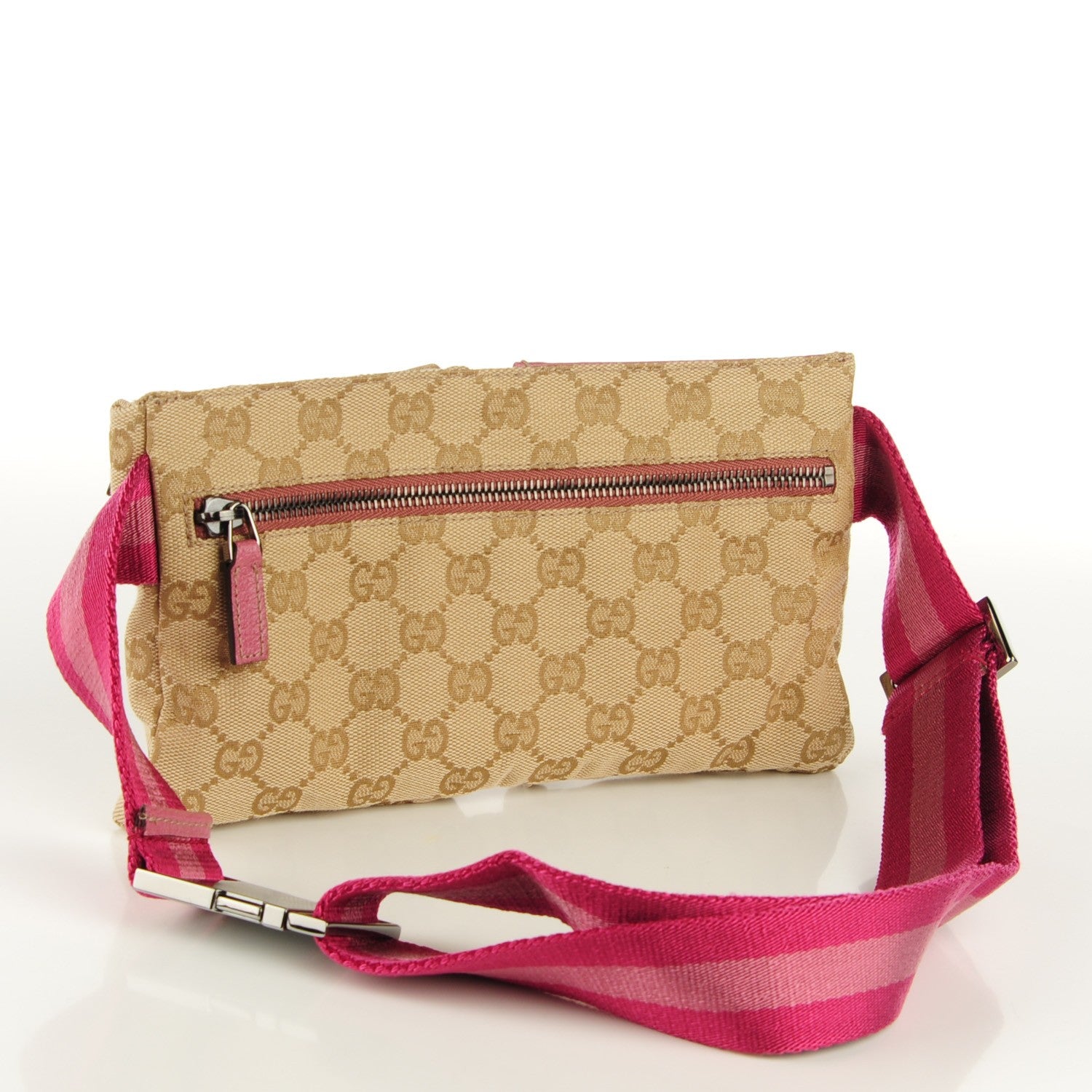 Gucci GG Monogram Web Double Pocket Belt Bag Pink 3 of 8