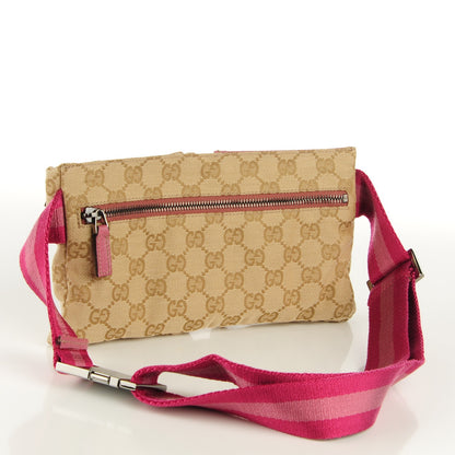 Gucci GG Monogram Web Double Pocket Belt Bag Pink 3 of 8