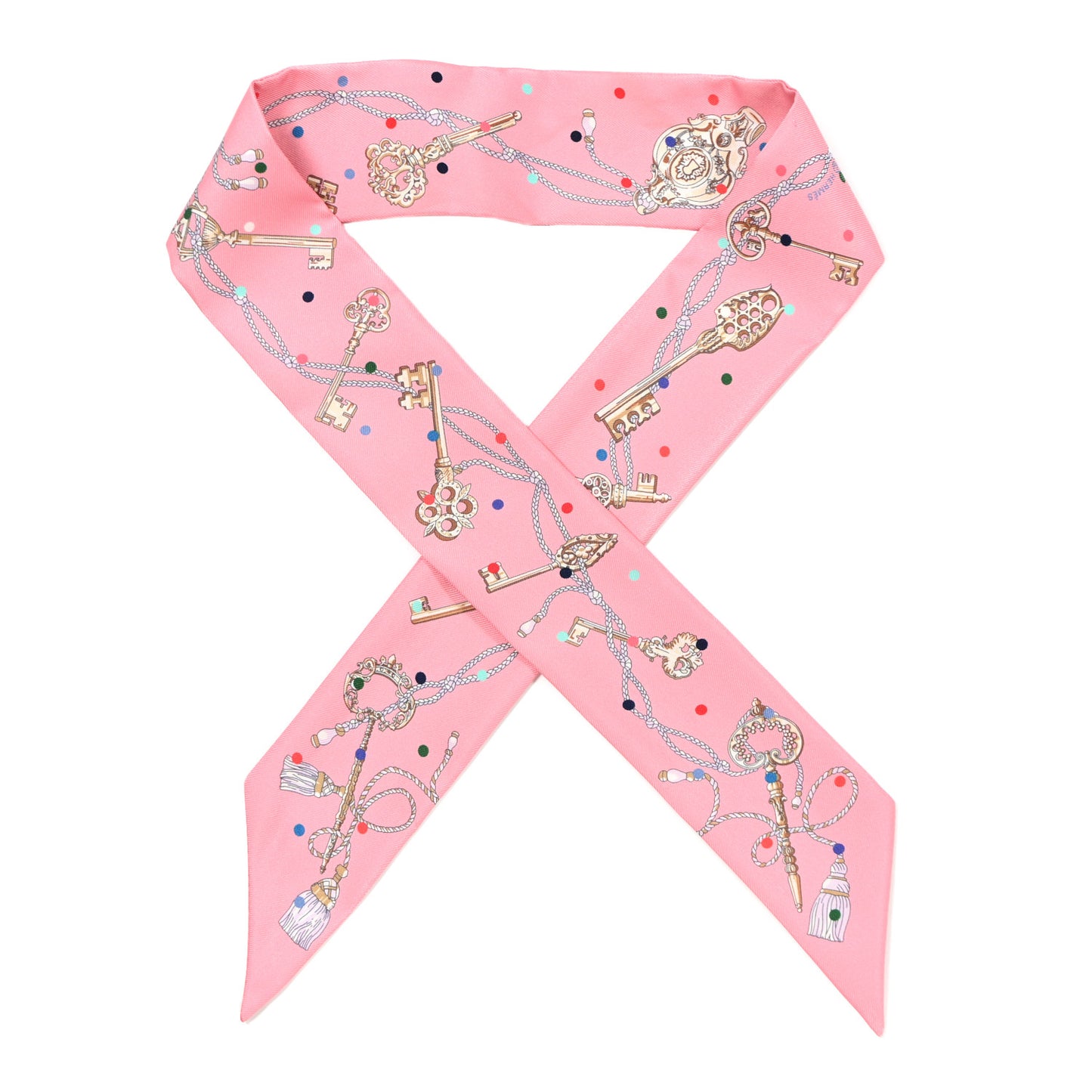 Silk Les Cles A Pois Twilly Rose Beige Multicolor