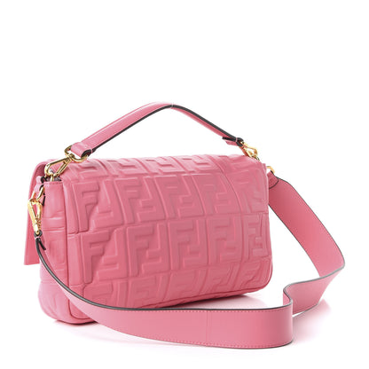 Fendi Nappa FF 1974 Embossed Large Baguette Rosa Fluo 4 of 11