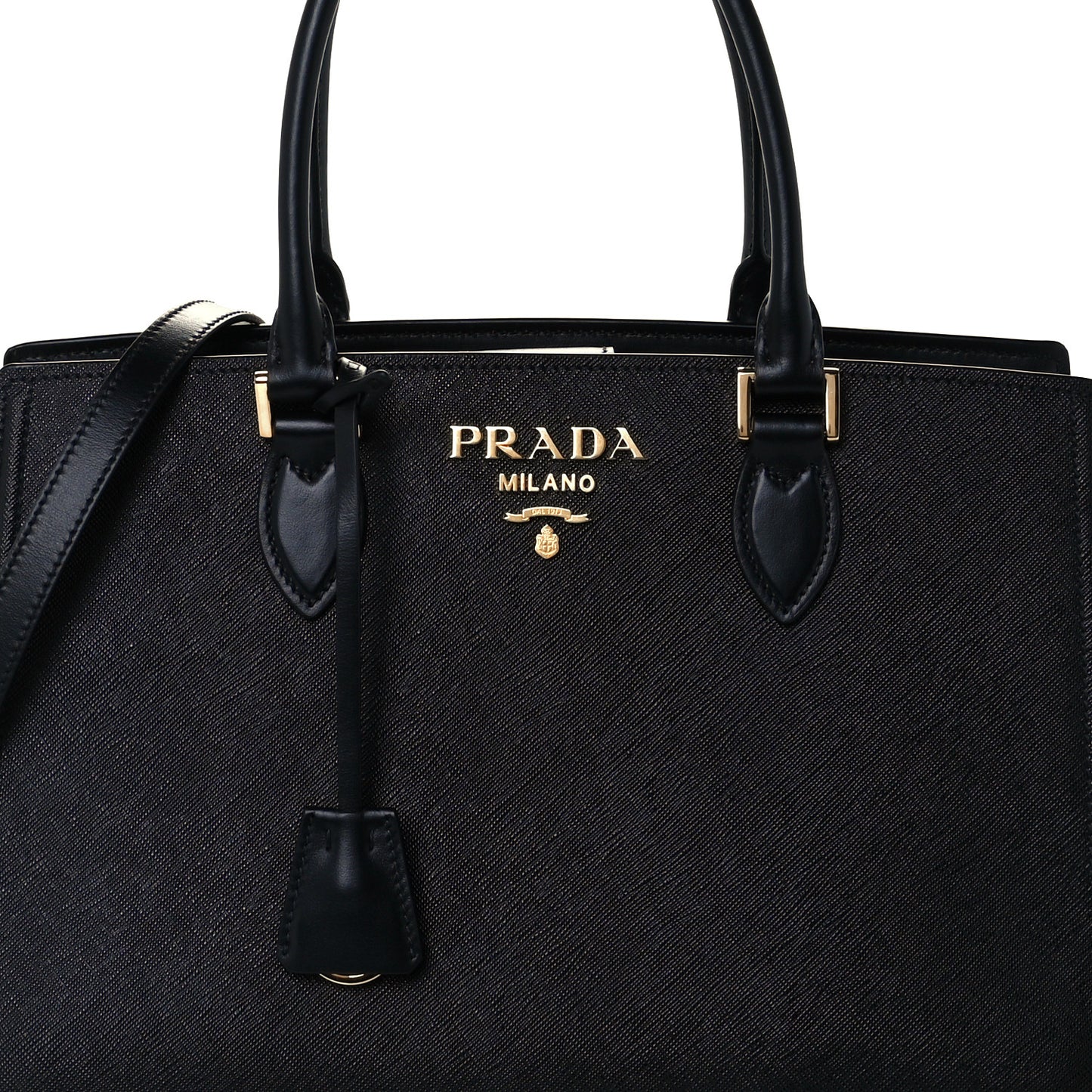 Saffiano Metal Top Handle Black