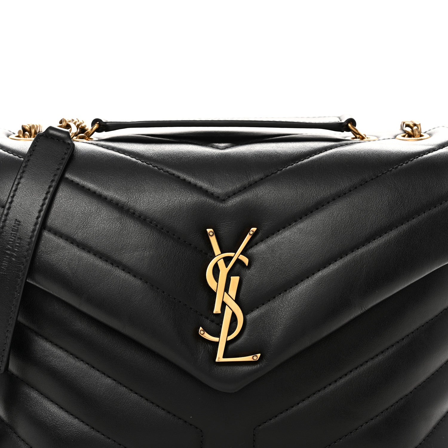 Saint Laurent Calfskin Y Quilted Monogram Small Loulou Chain Satchel Black 9 of 12