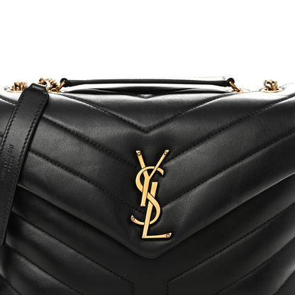 Saint Laurent Calfskin Y Quilted Monogram Small Loulou Chain Satchel Black 9 of 12