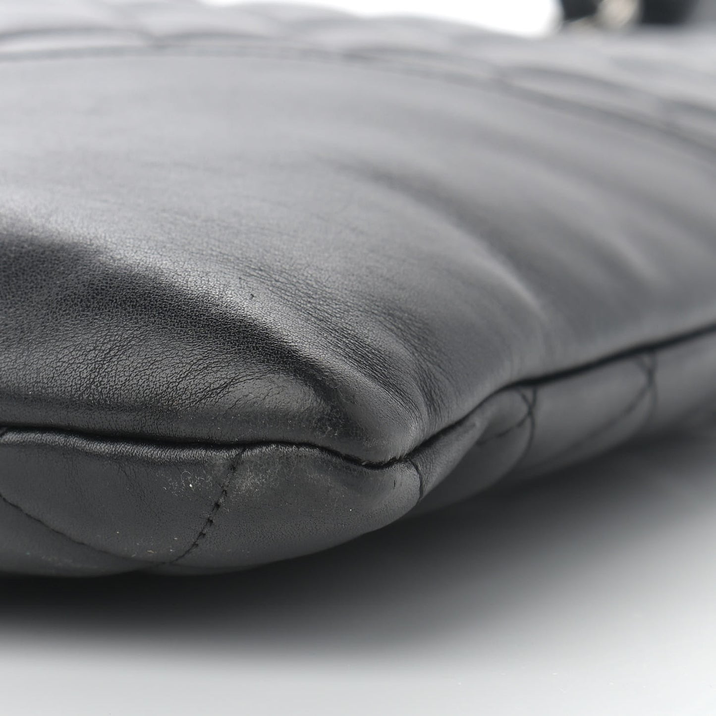 Calfskin Cambon Flat Tote Black White