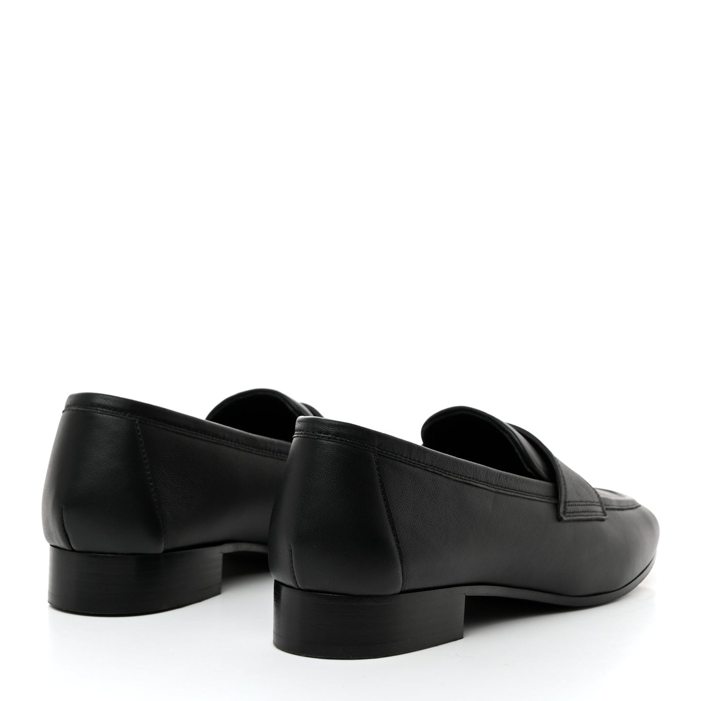 Calfskin Womens Stitched CC Loafers 39 Black
