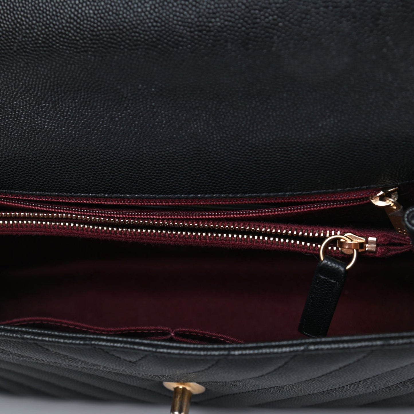 Caviar Chevron Quilted Small Coco Handle Flap Black