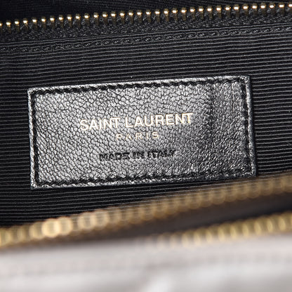 Saint Laurent Smooth Calfskin Matelasse Chevron Monogram Shopping Bag Grey 8 of 23