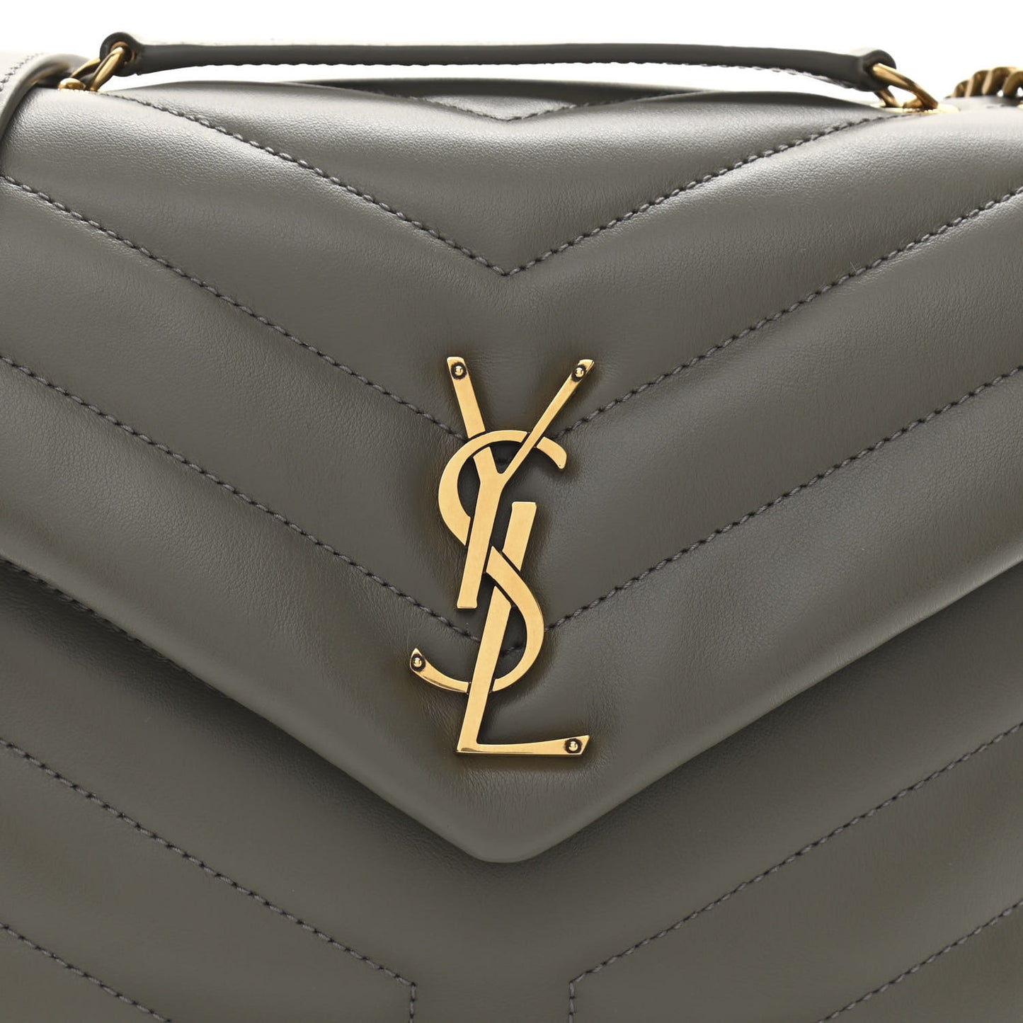 Calfskin Y Quilted Monogram Small Loulou Chain Satchel Taupe