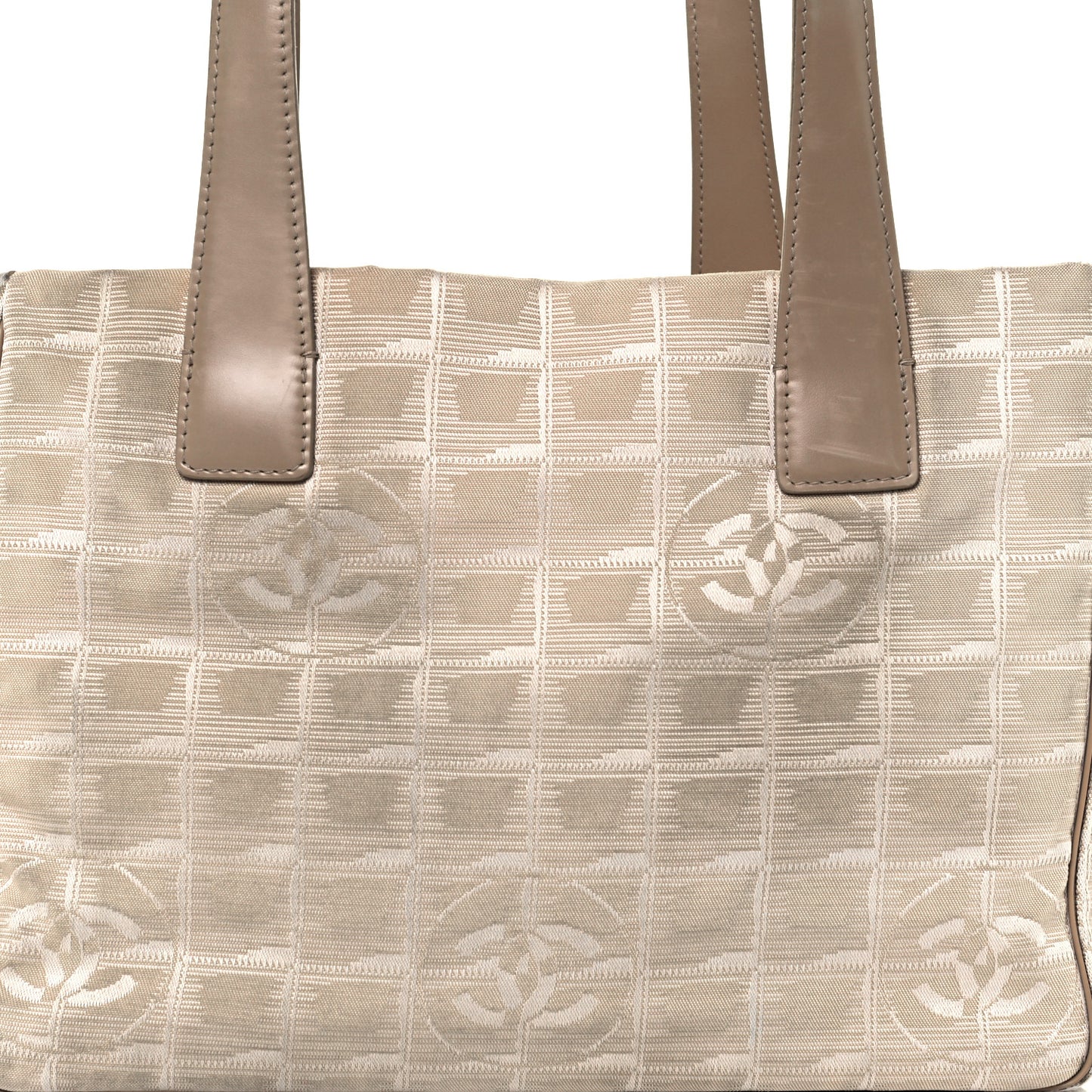 Metallic Nylon Small Travel Tote Beige