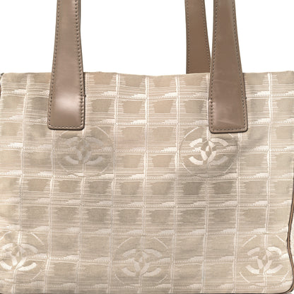 Chanel Metallic Nylon Small Travel Tote Beige 8 of 10
