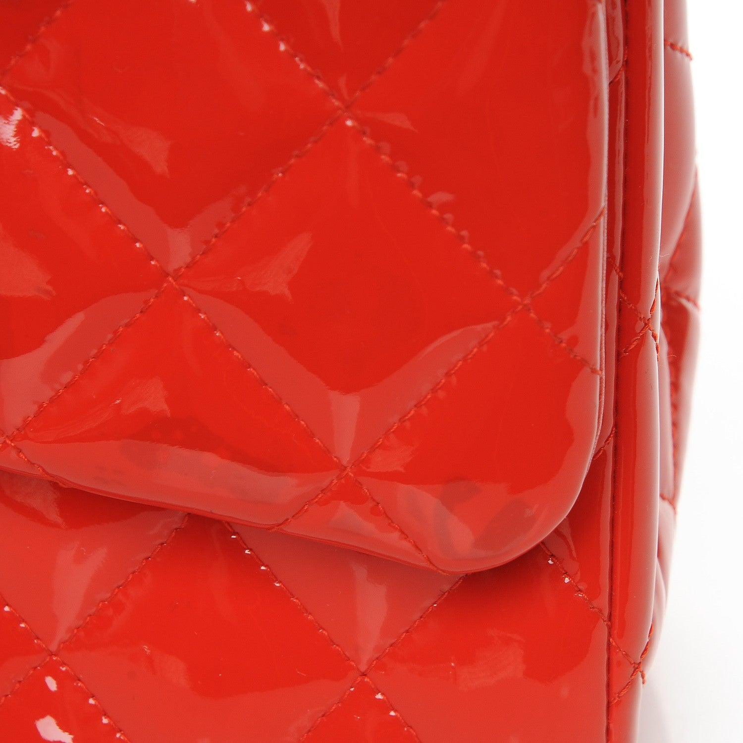 Chanel Patent Quilted Jumbo Double Flap Red 8 of 13