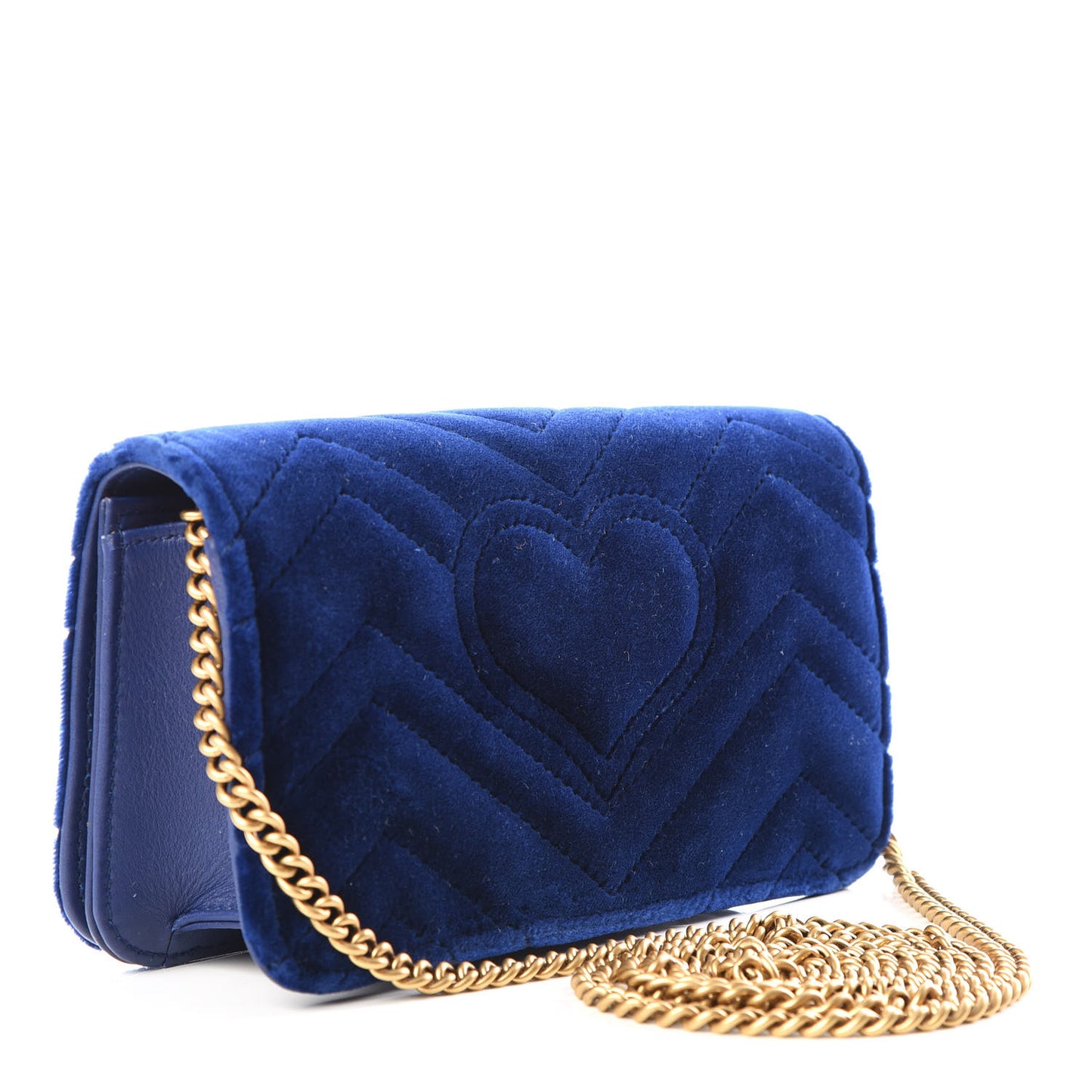 Velvet Matelasse GG Marmont Mini Bag Cobalt Blue