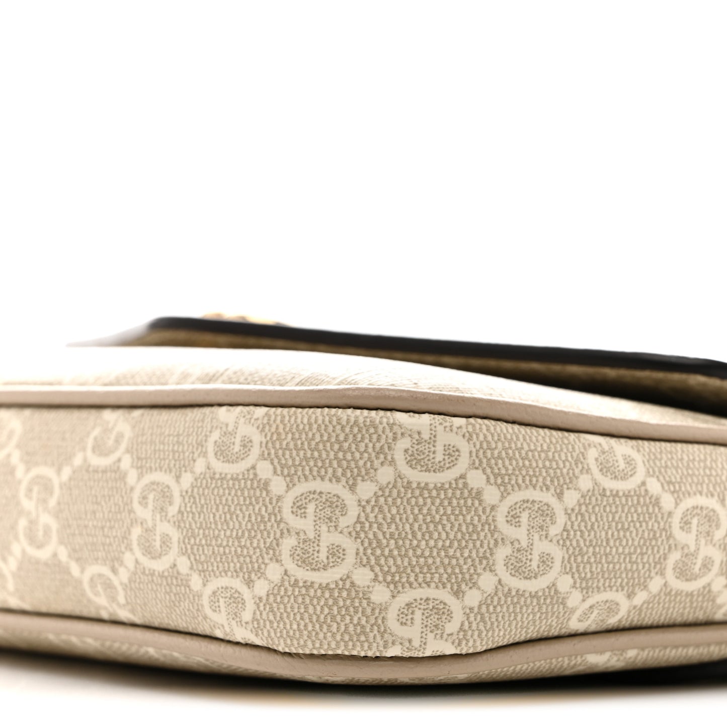 GG Supreme Monogram Textured Dollar Calfskin Web Mini Ophidia Envelope Shoulder Bag Beige Mystic White Oatmeal