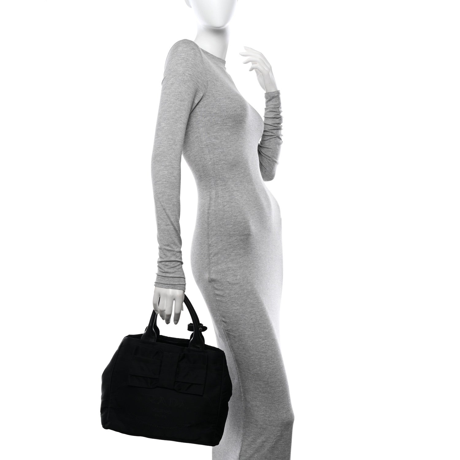 Prada Nylon Tessuto Bow Logo Tote Black 2 of 11