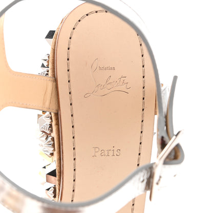Christian Louboutin Calfskin Lame Cork Almericca 120 Studded Wedge Sandals 42 Silver 9 of 12