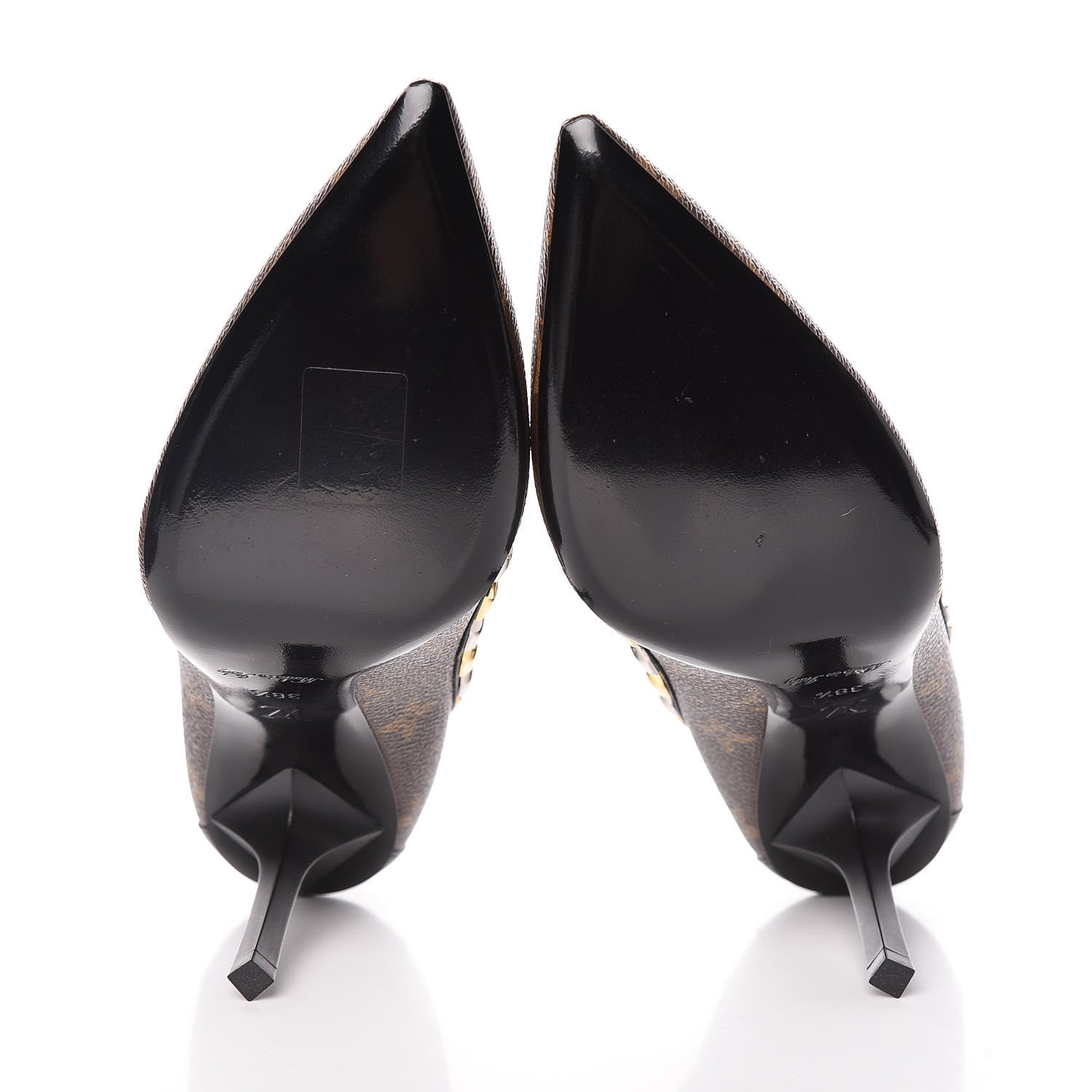 Louis Vuitton Calfskin Monogram Eldorado Pumps 38.5 Cacao 5 of 9