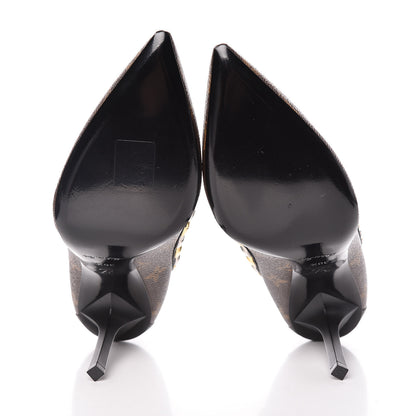 Louis Vuitton Calfskin Monogram Eldorado Pumps 38.5 Cacao 5 of 9