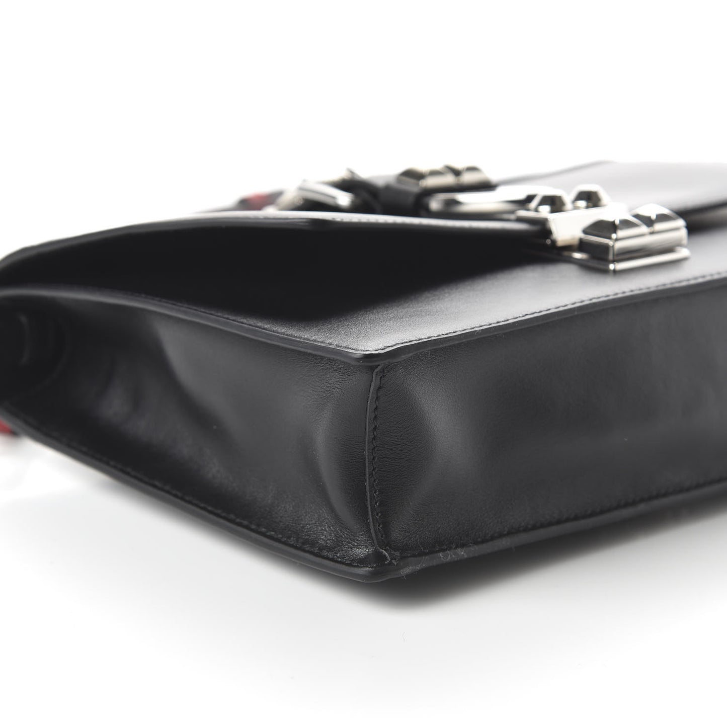 Saffiano City Calfskin Studded Large Elektra Shoulder Bag Black Fuoco