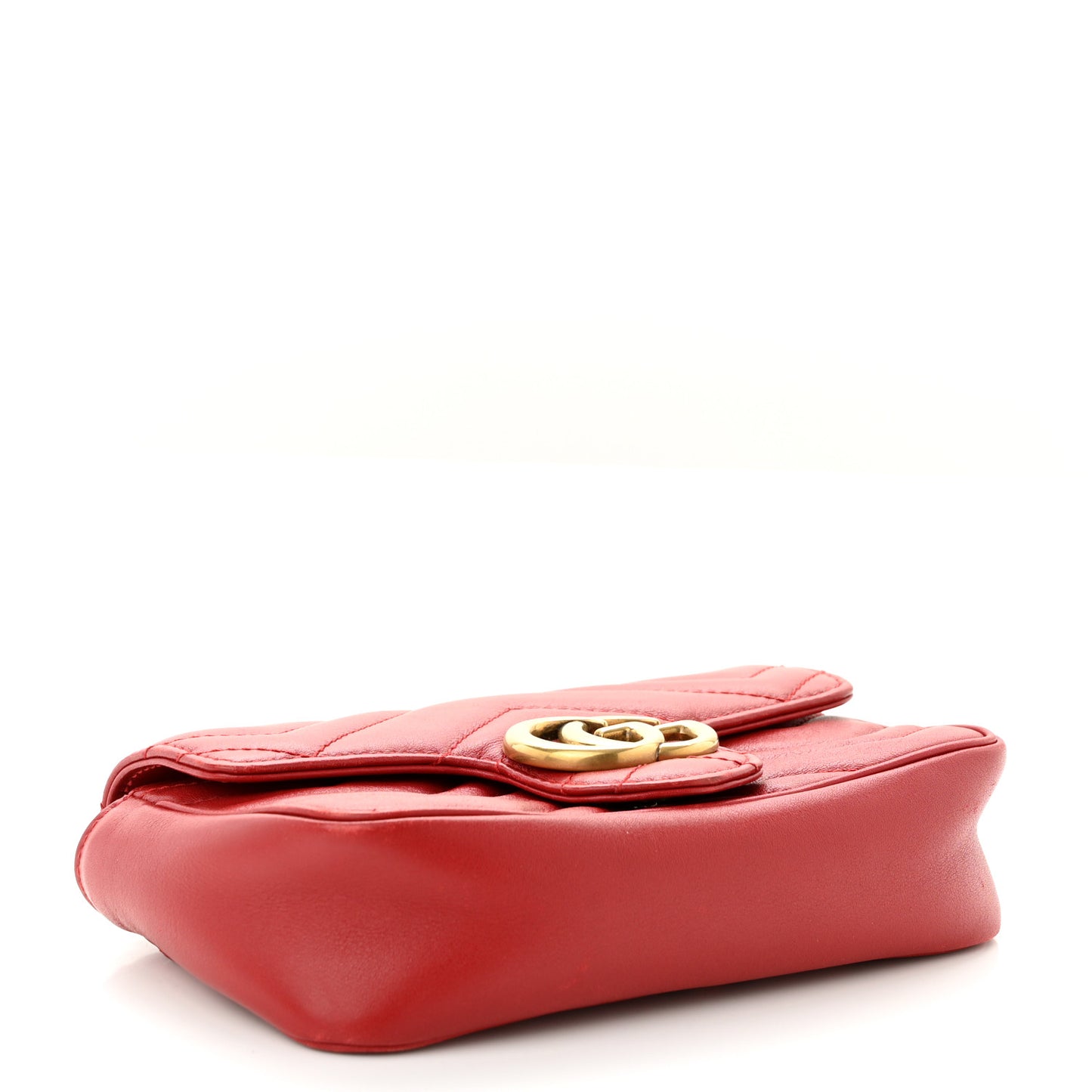 Calfskin Matelasse Super Mini GG Marmont Shoulder Bag Hibiscus Red