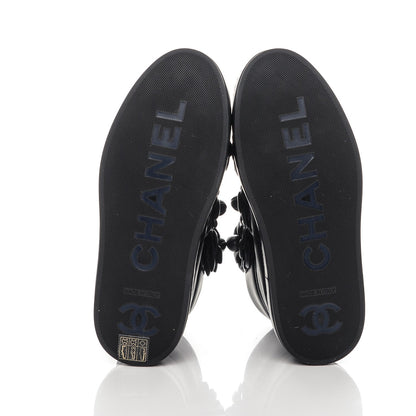 Chanel Lambskin Camellia High Top Sneakers 35.5 Navy 5 of 7