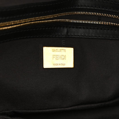 Fendi Shearling Vitello Dolce Macro FF 1974 Baguette Tobacco Black 6 of 10