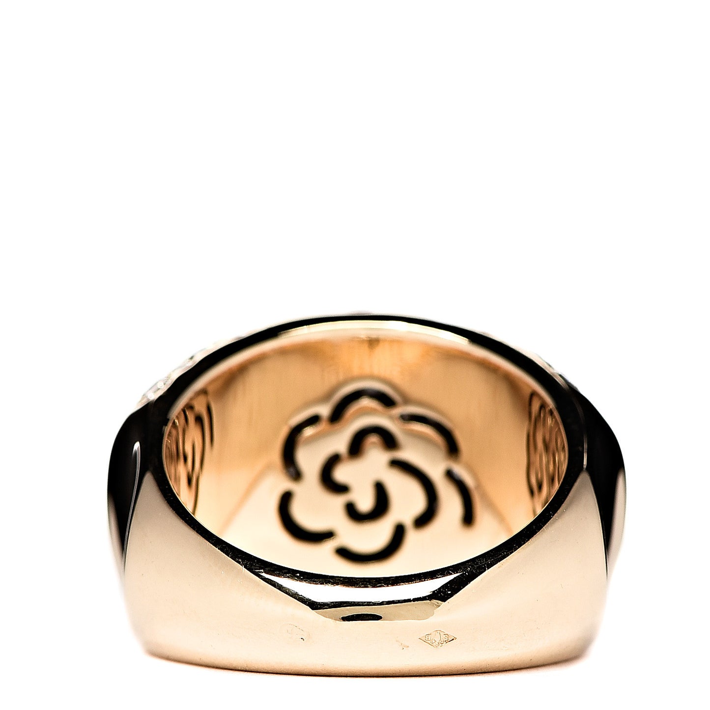 18K Yellow Gold Diamond Camellia Cocktail Ring 53 6.5