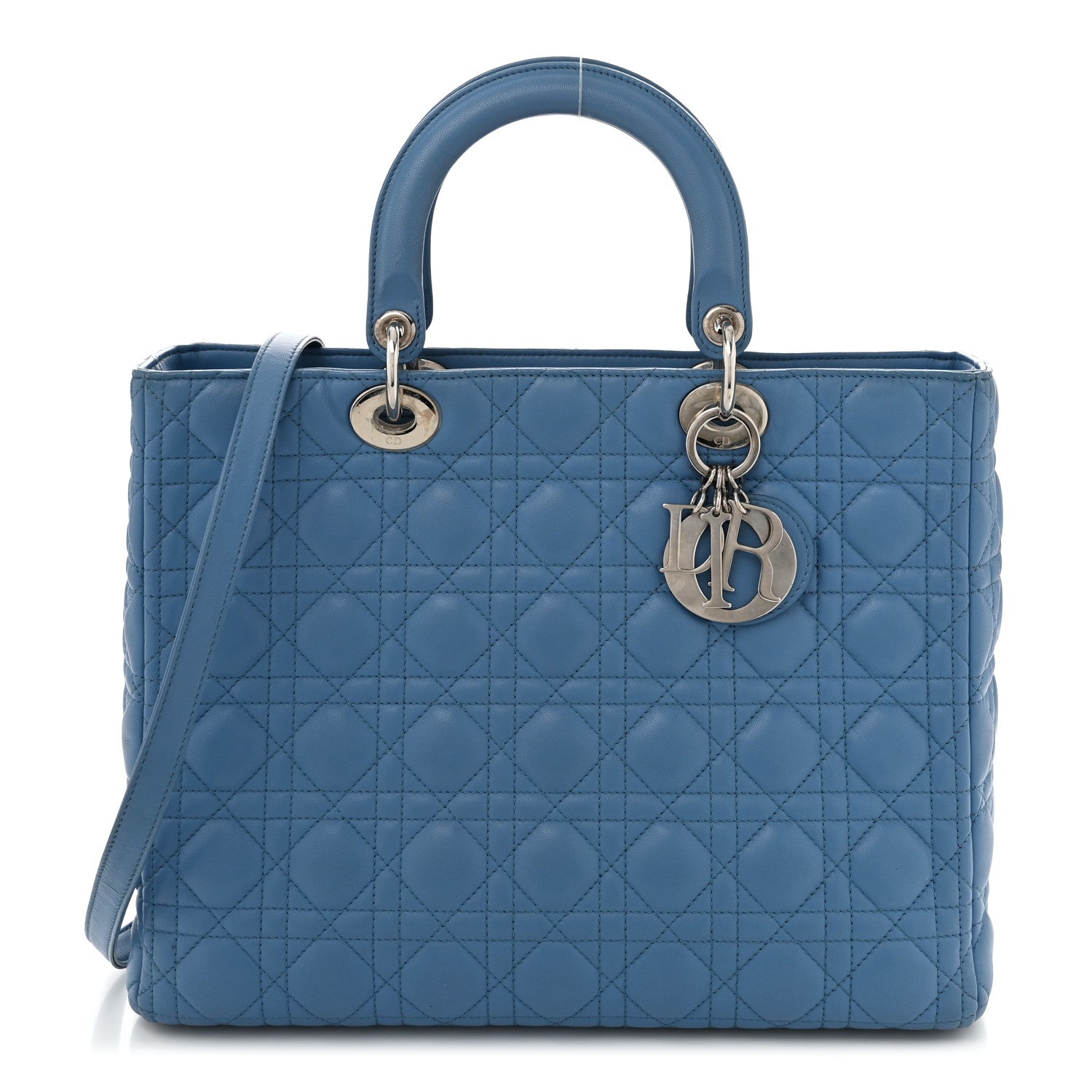 Christian Dior Lambskin Cannage Large Lady Dior Blue 1685598
