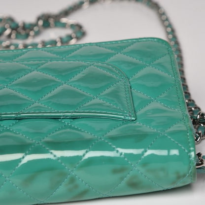 Chanel Patent Quilted Wallet On Chain WOC Green 15 of 15