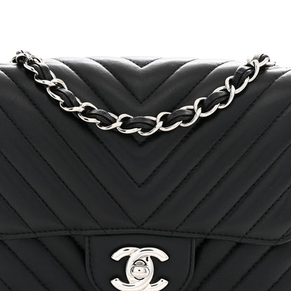 Chanel Lambskin Chevron Quilted Mini Square Flap Black 8 of 11