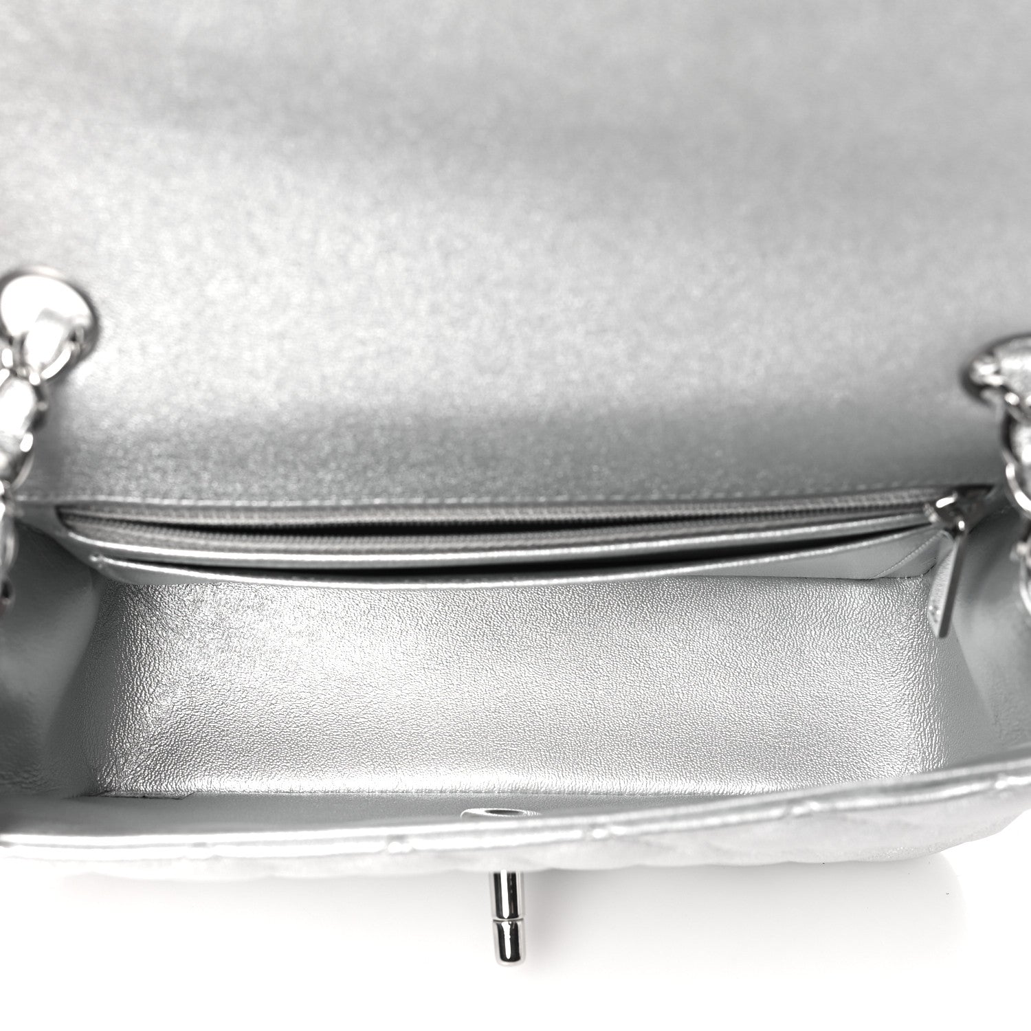 Chanel Metallic Lambskin Quilted Mini Rectangular Flap Silver 5 of 11