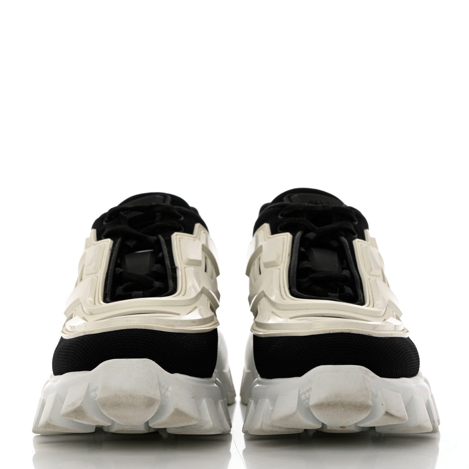 Prada Rubber Technical Knit Fabric Cloudbust Thunder Sneakers 37.5 Black White 2 of 12