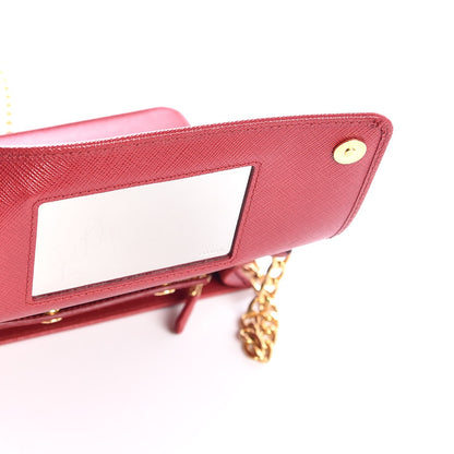 Prada Saffiano Lux Chain Wallet Fuoco 8 of 10