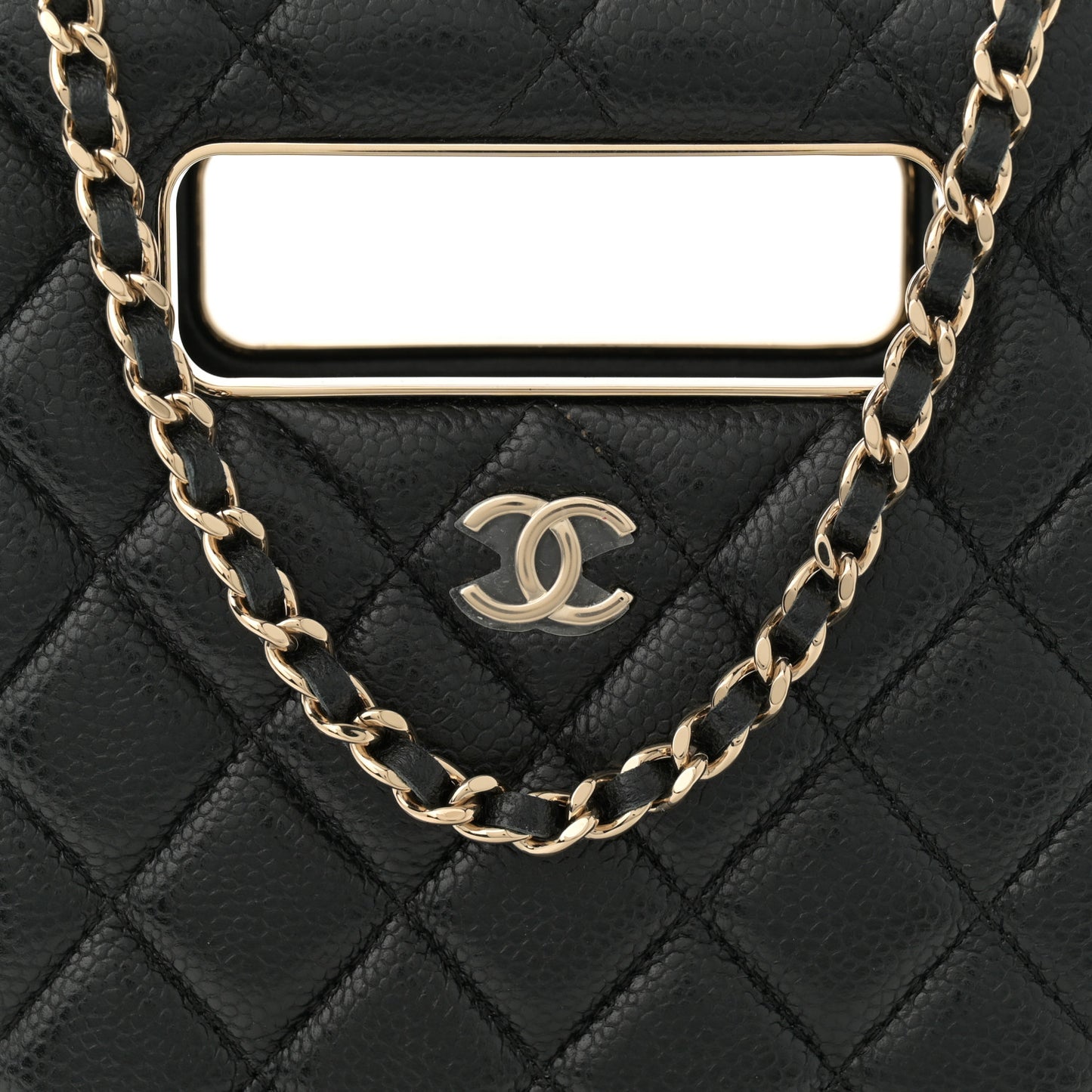 Caviar Quilted Evening Box Bag Black