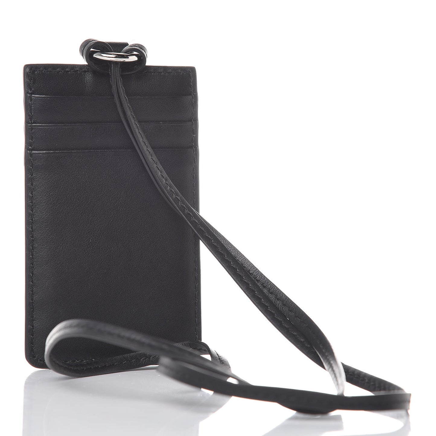 Calfskin Elmer Lanyard Card Case Black