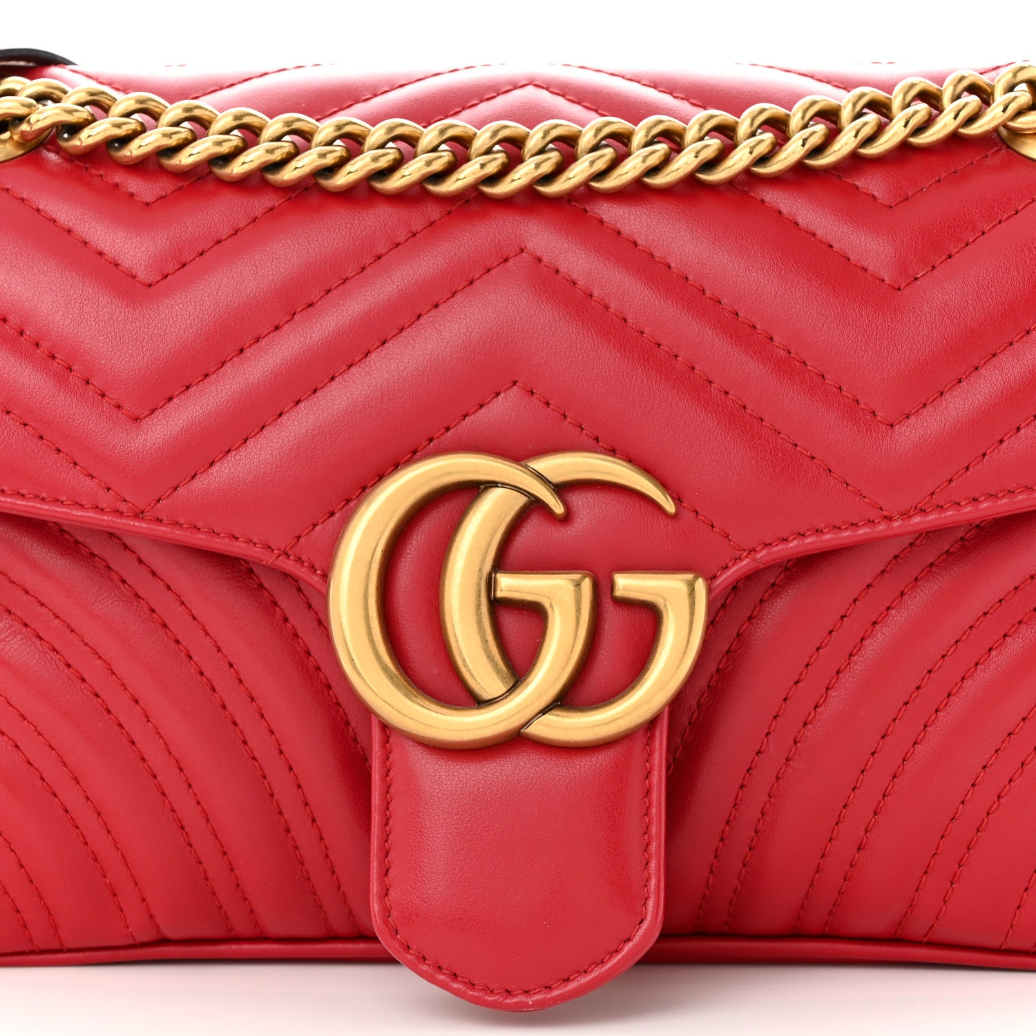 Gucci Calfskin Matelasse Small GG Marmont Shoulder Bag Hibiscus Red 8 of 13