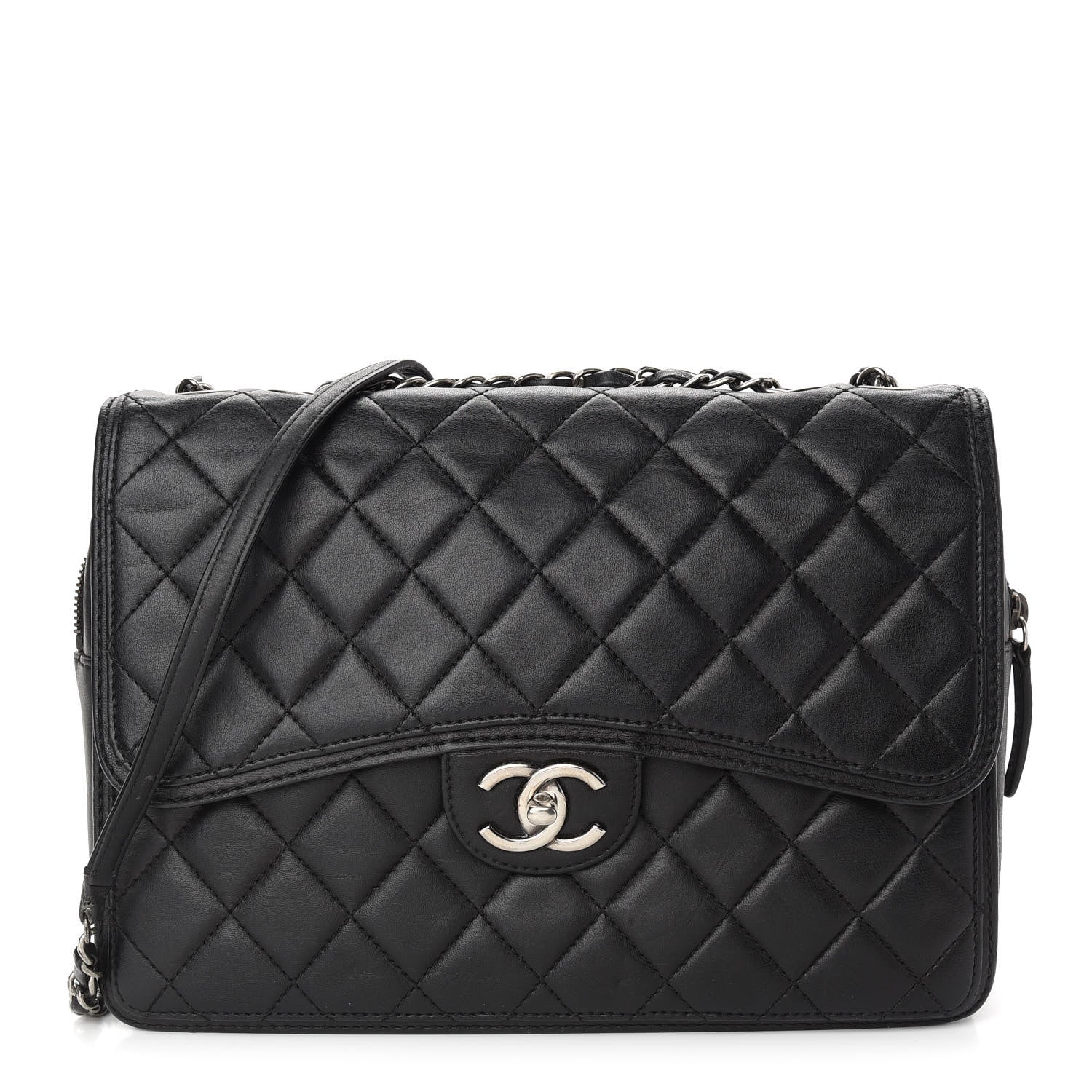 Chanel Lambskin Quilted Citizen Zip Large Flap Black 1 of 12