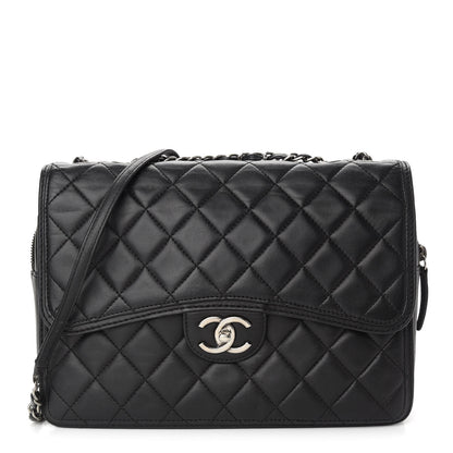 Chanel Lambskin Quilted Citizen Zip Large Flap Black 1 of 12