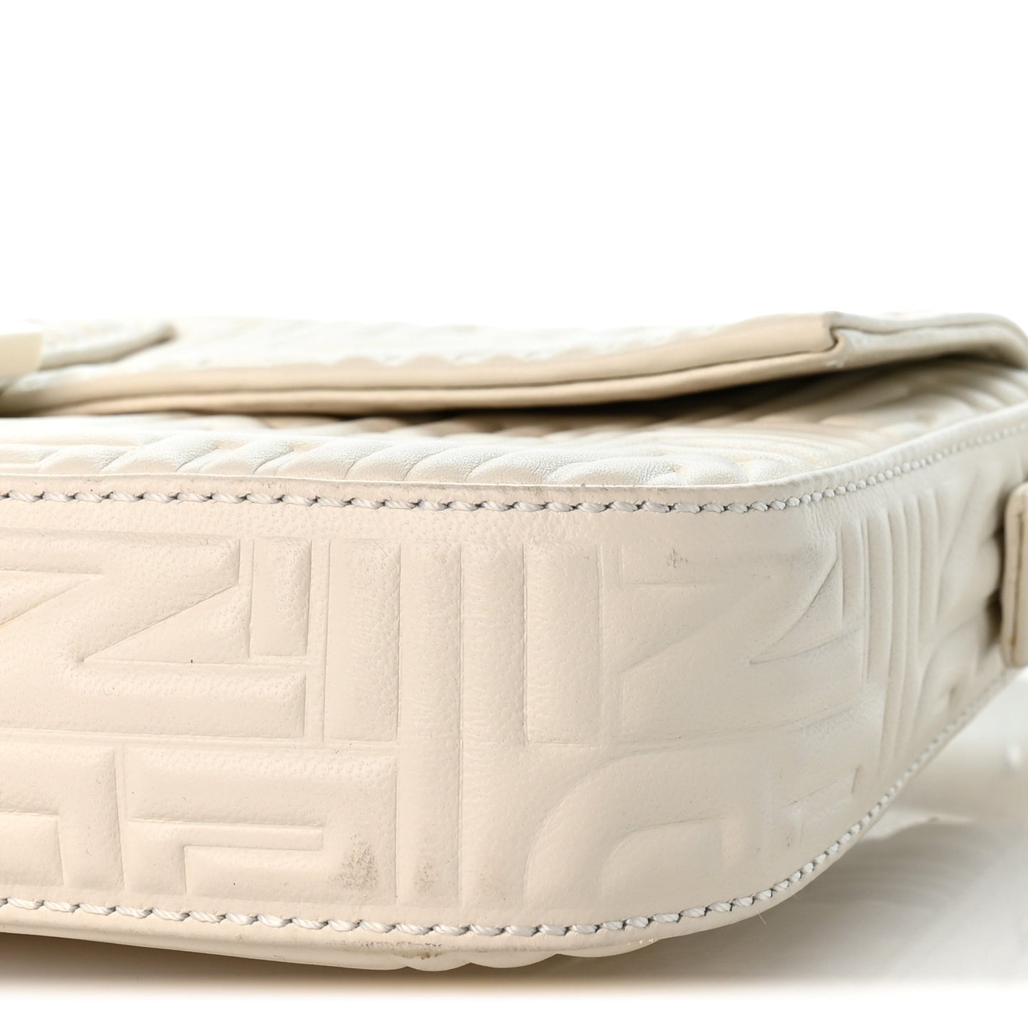 Nappa Logo Embossed Baguette White