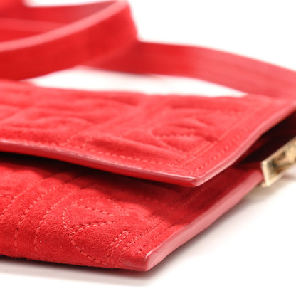 Versace Suede Quilted The Greek Crossbody Clutch Red 19 of 21