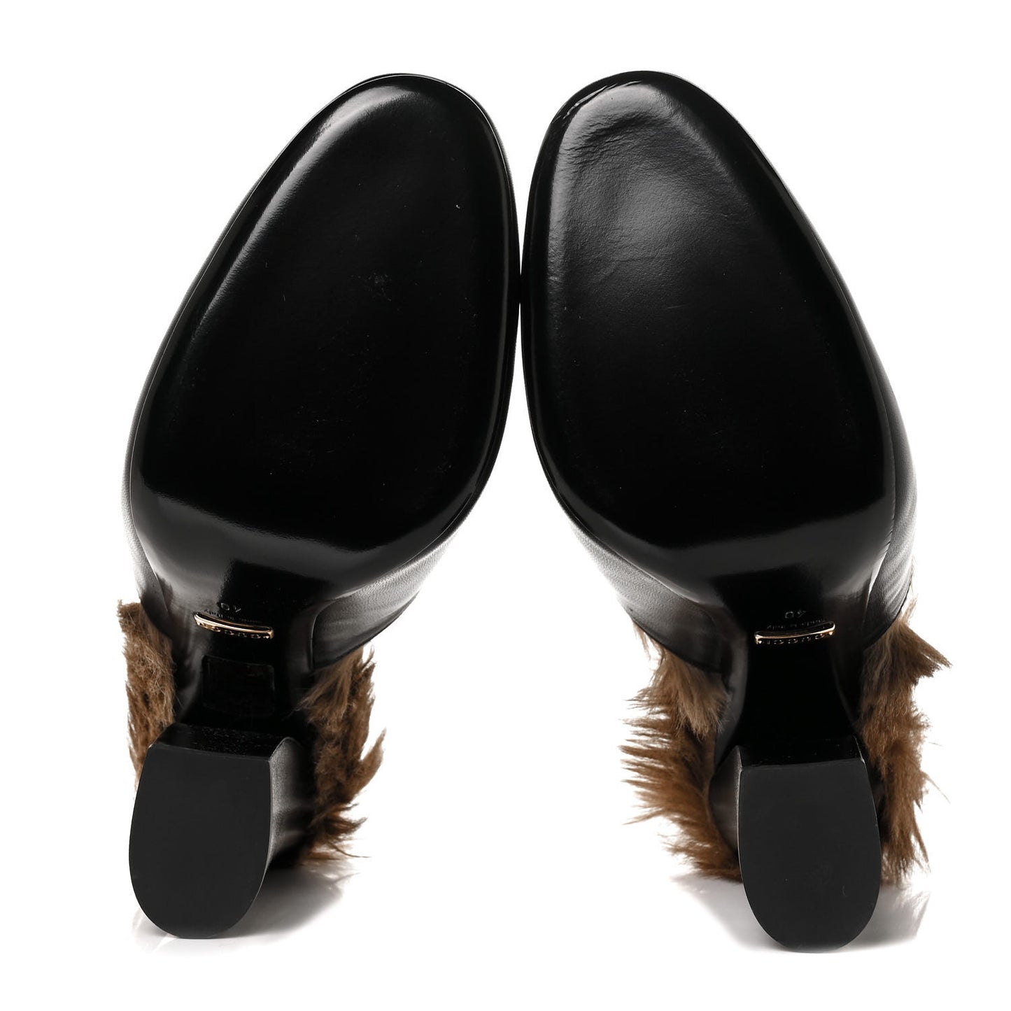 Malaga Kid Fur Princetown High Heel Mules 40 Black Naturale